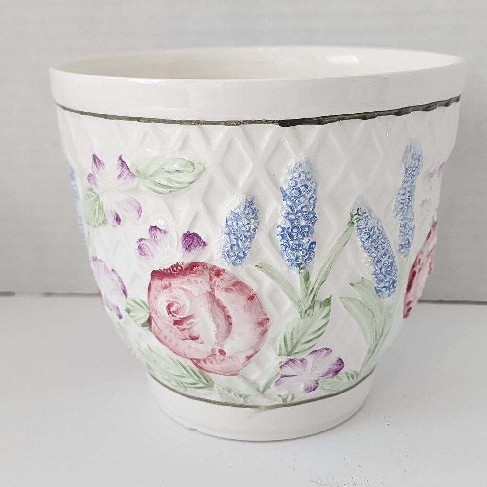 Ben Rickert Fine Ceramic Planter Potpourri Dish Easter Cottage Floral Garden Vtg